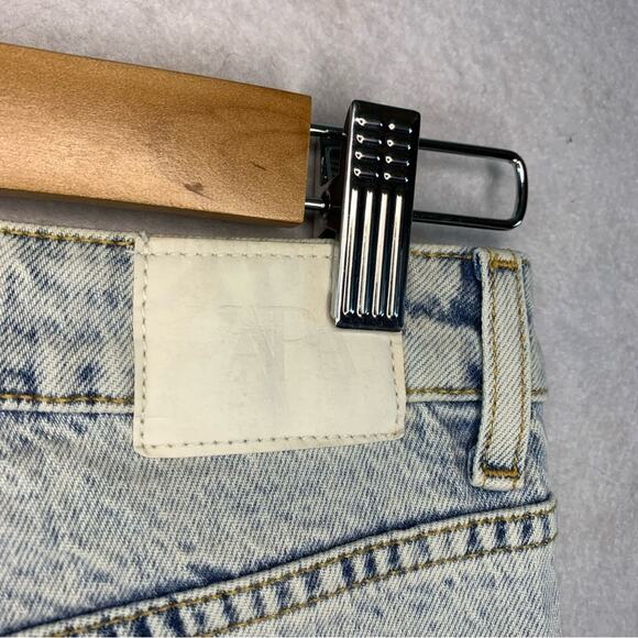 Zara‎ High Rise Distressed Jeans Sz 4 Acid Wash Slim Spilt Hem Light - Picture 7 of 14